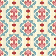Ethnic Ikat Pattern, Seamless, Vector Illustration, Traditional Tribal Embroidery, African, Indian, Design for Wrapping, Silk, Scarf, Wallpaper, Textile, Carpet, Texture, etc.