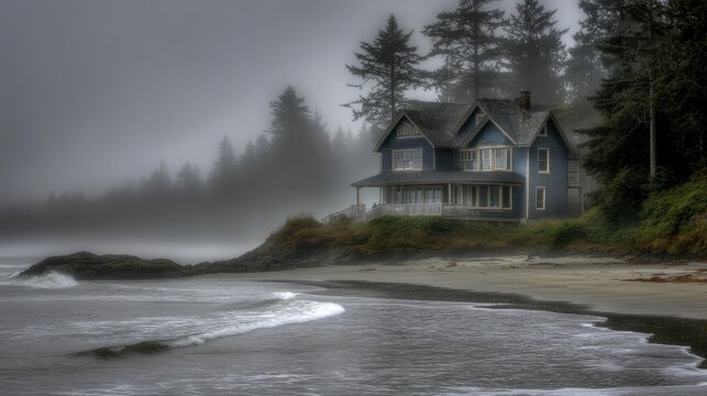 Secluded Coastal Retreat Amid Serene Fog