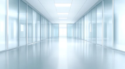 Obraz premium Modern Office Interior Hallway Clean Blank Canvas with Empty Space for Designs