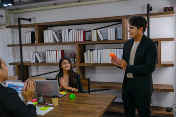 White collar workers are meeting at office.