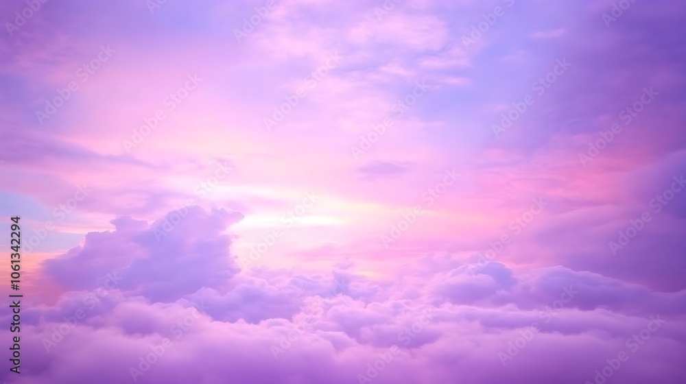 Poster purple sky with clouds background simple neutral background with free space for design