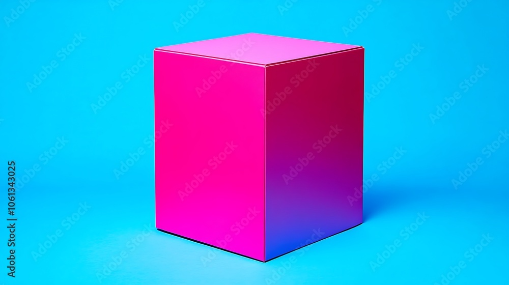 Poster pink and blue cube for product display simple neutral background with free space for design