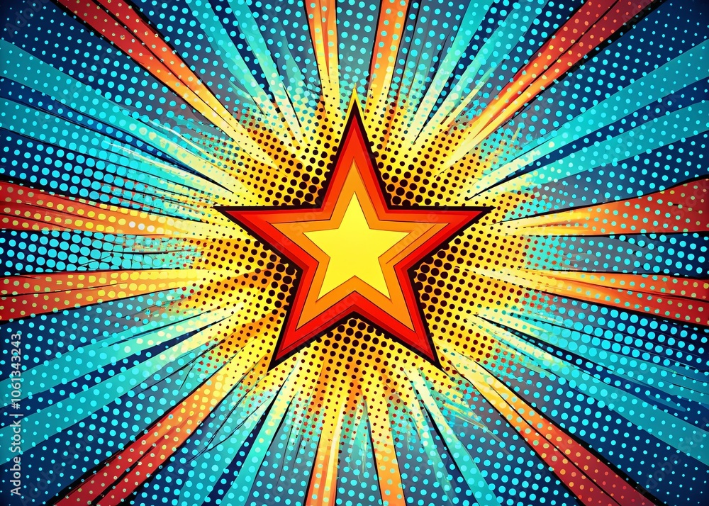 Aufkleber abstract halftone burst element in pop art style with grunge texture effect for retro sunburst decor