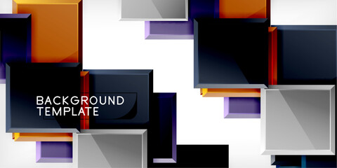 Fototapeta premium Glass toy style square shapes abstract design. Vector Illustration For Wallpaper, Banner, Background, Card, Book Illustration, landing page