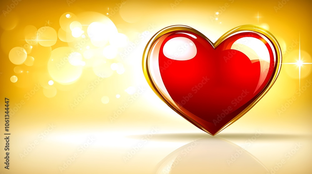 Poster shiny red heart background light gradient background with room for typography