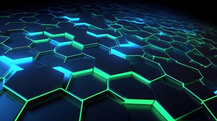 Fototapeta premium Glowing Hexagonal Grid in Modern 3D Design