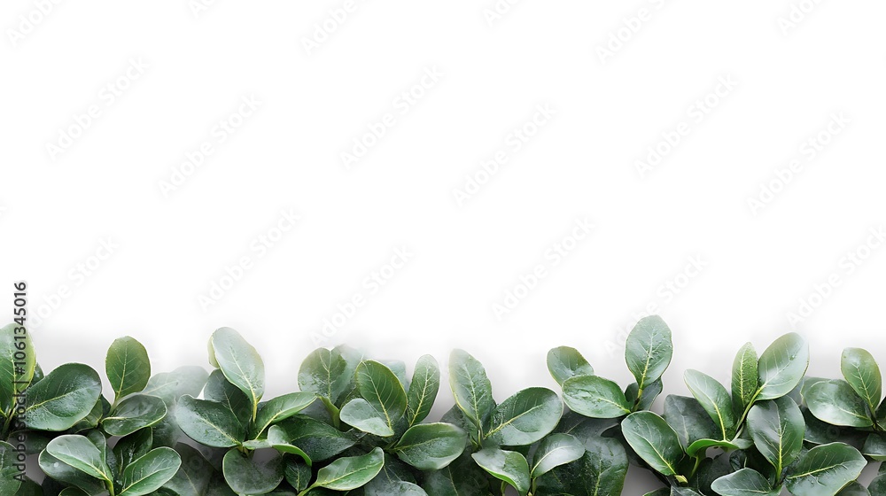 Poster green leaves border on white background blank background with copy space for design projects