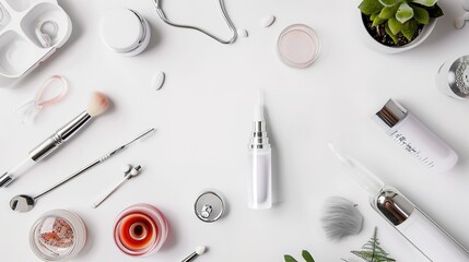 Medical Aesthetics on a White Background offers a glimpse into the world of beauty and wellness. A refined display of modern healthcare for enhancing appearance.