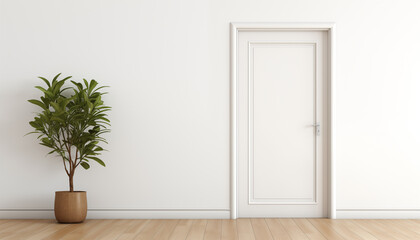 White Door with Plant in a Modern Interior