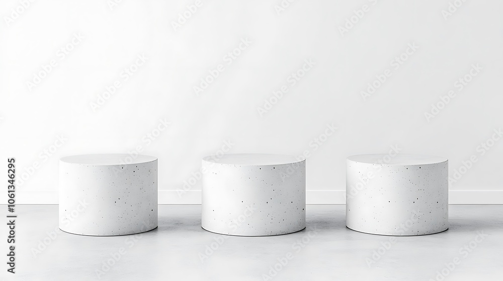 Aufkleber minimalist product display with concrete platforms soft pastel background for graphic design templat