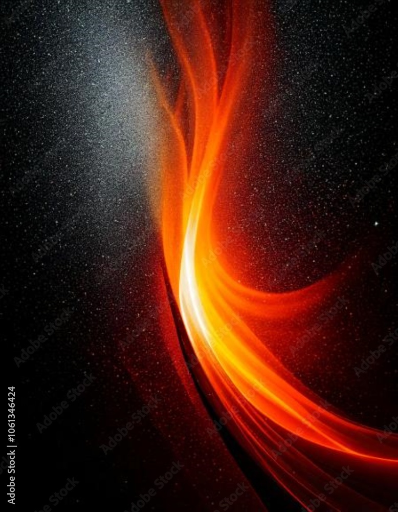 Poster dynamic orange light wave with a sparkly texture on a dark background, creating an energetic and vib