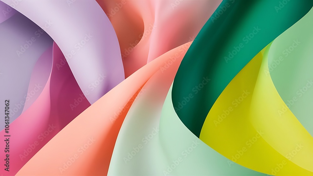 Poster abstract curving paper colors design artwork. a closeup abstract image featuring several curved piec