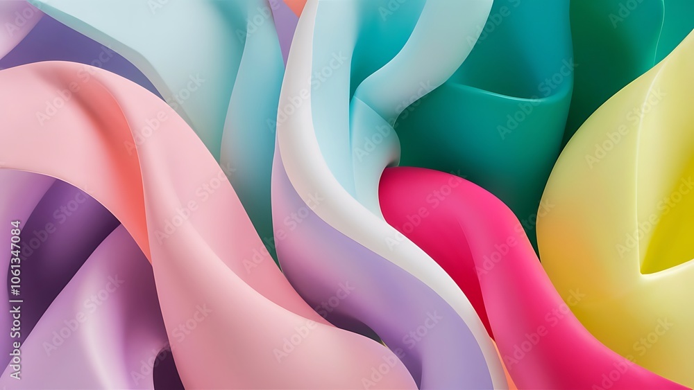 Poster abstract colorful wavy fluid shapes design. a closeup abstract image featuring a blend of vibrant co