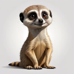 Cartoon meerkat, small and cute, on a white background.