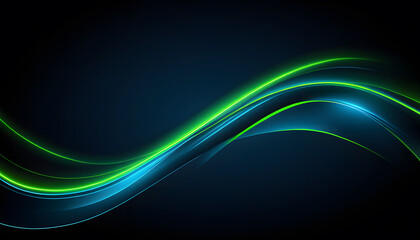 Obraz premium Abstract digital wave with blue and green light effects on a dark background.
