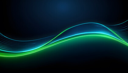 Naklejka premium Abstract digital wave with blue and green light effects on a dark background.
