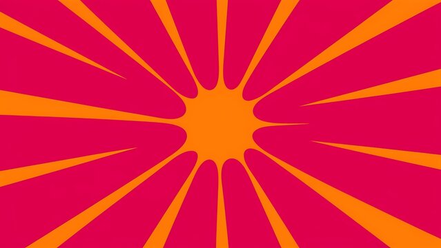 Abstract Geometric Pattern Pink Orange Rays. A vibrant abstract geometric pattern with radiating orange rays emanating from a central orange circle against a pink background.
