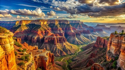 A Serene Panorama of Rugged Cliffs and Rolling Hills Bathed in Golden Light, a Testimony to the Earth's Enduring Beauty