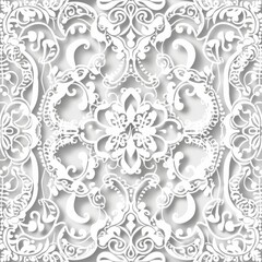 Intricate White Lace Pattern on Plain Background