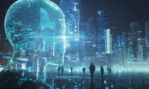 Businessmen use the intelligence of AI Search for data information to growth business and add new customers on the global network. Data exchange, CRM, Customer service, Teamwork, HR recruitment