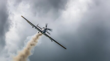Propeller Plane Soaring Through Stormy Skies