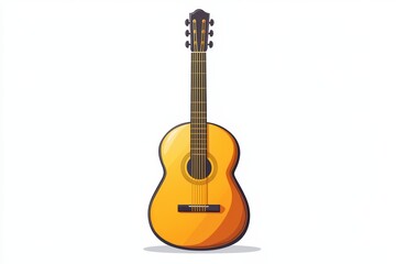 Obraz premium Illustration of an acoustic guitar on a white isolated background.