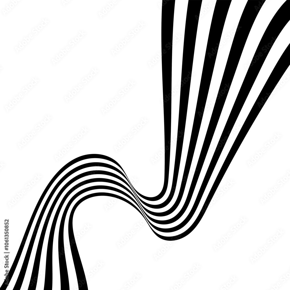 Sticker abstract perspective line stripes with 3d dimensional effect.
