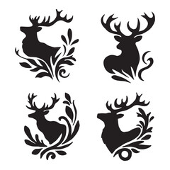 deer silhouette vector set. vector illustration