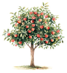 PNG An isolated apple tree art illustration watercolor.