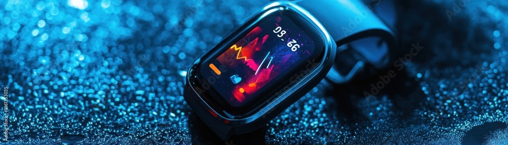 Poster Modern Smartwatch with Heart Rate Monitor and Time Display