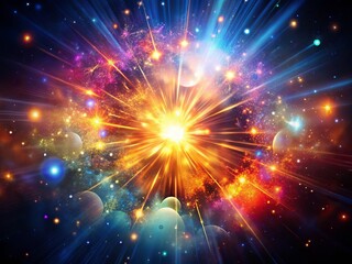 A breathtaking cosmic explosion showcases vibrant colors and luminous gases, highlighting the universe's beauty with a stunning bokeh effect that captivates the imagination completely.