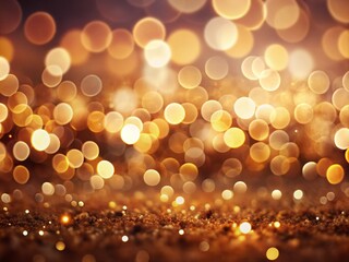 Obraz premium Blurred Lights on Coffee Color Gradient Abstract Background - Warm Tones, Bokeh Effect, Dreamy Atmosphere, Soft Focus, Background for Design, Textures, and Wall Art