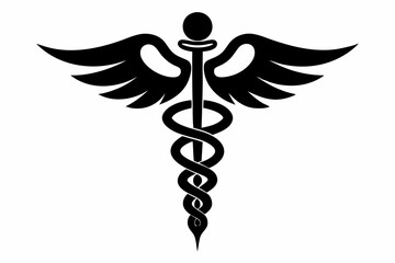 caduceus health symbol asclepias wand icon caduceus health silhouette vector illustration,caduceus medical icon Medicine & Healthcare,