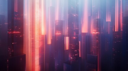 Futuristic Metropolis - Neon Lights and Skyscrapers in a Vibrant Cityscape