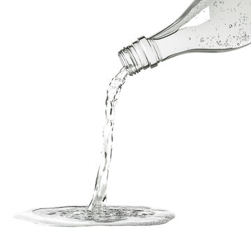  Water Pouring out of Plastic Bottle - Isolated on  PNG transparent background. generative ai