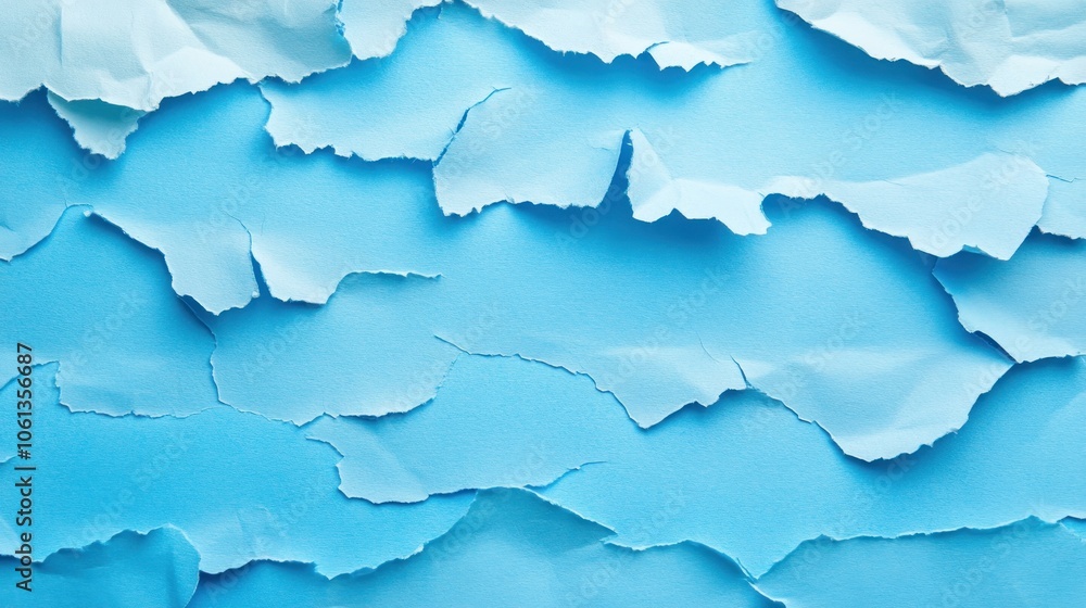 Poster a textured arrangement of torn blue paper layers creating a visually appealing background.
