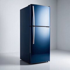 Sleek Modern Blue Refrigerator in Minimalistic Studio Setting