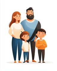 Obraz premium Family portrait illustration on white isolate background