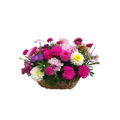 Fototapeta premium Colorful Flower Arrangement in Wicker Basket