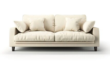 Furniture placed on a white background creates an elegant and inviting space. A harmonious display of home furnishings that inspires interior design.