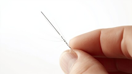 A Close-Up of a Finger Holding a Thin Wire with a Single Sharp Point