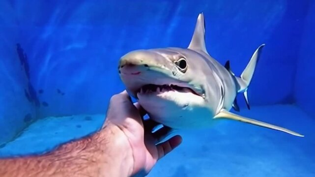 shark in aquarium as cute pet very cool