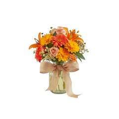 Rustic Fall Flower Arrangement in Mason Jar