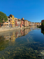 colorful houses at river Onyar in Girona, Catalonia, Spain