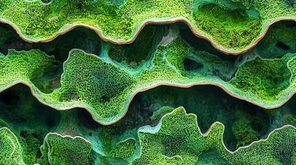 Fototapete Rund Explore the intricate patterns and textures of natural macro photography in lush green coral reefs © Store_Tiger_Stock