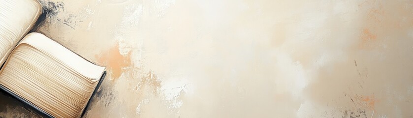 Open Book on Beige Textured Background