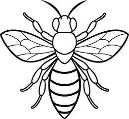 Bee Black and White Clip Art Illustration
