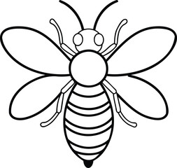 Bee Black and White Clip Art Illustration