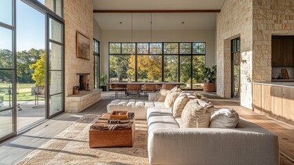 A cozy modern stone ranch
