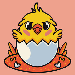 Cute Newly Hatched Chicks Vector Illustration